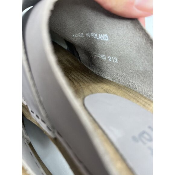 Sanita the original Danish Clogs Wood Bottom Gray Leather Size 39 US 8.5/9 - Picture 5 of 6